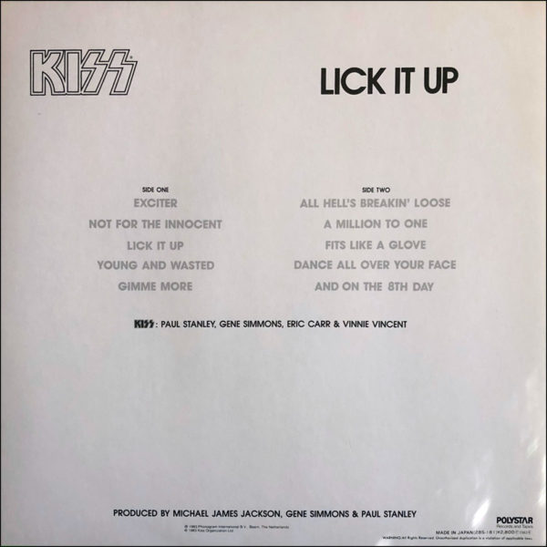 KISS: Lick It Up (Japanese Pressing)