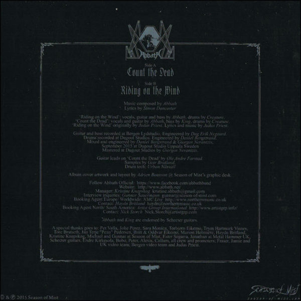 Abbath: Count The Dead 7" (Clear Vinyl)