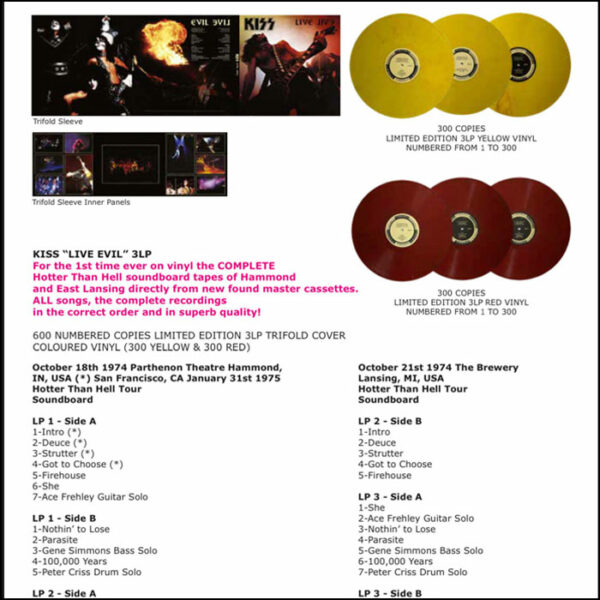 KISS: Live Evil (3LP Coloured Vinyl)